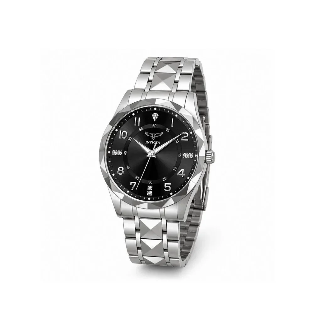 Invicta Silver Stainless Steel Watch with Black Dial 69027